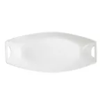 image of CACChina STU-61 Platter, 16" x 12" x 2-3/4" Oval Porcelain, Bone White, Handles, Safe - Dozen