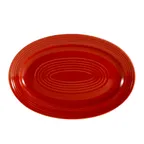 image of CAC China TG-12-R Tango Platter 10-5/8" L x 7-3/4" W x 1-1/8" H Oval Porcelain Red Embossed - Dozen