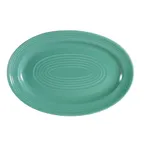 image of CAC China TG-13-G Platter, 11-3/4" L x 8" W x 1-1/4" H, Oval Green Porcelain Embossed Rim - Dozen