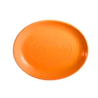 image of CAC China TG-14C-TNG Platter 12-3/4" x 10-1/4" x 1-1/2" Oval Porcelain Tangerine Embossed Rim - Dozen