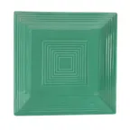 image of CACChina TG-SQ16-G - Square Plate 10" L x 10" W x 1" H, Embossed, Green Porcelain, Safe - Dozen