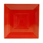 image of CAC China TG-SQ16-R Tango Plate, 10" x 10" x 1" Square Porcelain Red Embossed Rim - Dozen