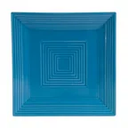 image of CAC China TG-SQ8-PCK Tango Plate – 8" x 8" x 5/8" Porcelain Peacock, Rim, Dishwasher – 1 Dozen