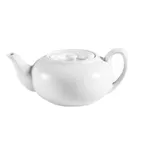 image of CACChina TPW-2 Teapot, 30oz, 8"x3-1/2"x5" White Porcelain Lid, Dishwasher Safe - 1 Dozen