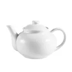 image of CAC China TPW-3 Teapot, 40 Oz, 9"L x 4-3/4"W x 6"H, Super White Porcelain Raised Lid - 1 Dozen