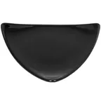 image of CAC China TRG-16-BLK Triangular Plate, 10.5" x 10.5" x 1.125" Black Ceramic, Flat Edge - Dozen
