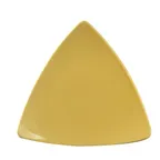 image of CAC China TRG-7-Y Festiware Plate, 7" x 7" x 3/4", Triangular, Flat Edge, Ceramic, Yellow - Dozen