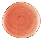 image of CAC China TUS-21-CRL Tucson Plate 12-1/4" x 11-1/2" Round Porcelain Coral Dishwasher Safe - Dozen