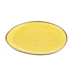 image of CAC China TUS-21-SFL Plate, 12-1/4" x 11-1/2" Round Porcelain Sunflower, Dishwasher Safe - Dozen