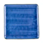image of CAC China TUS-SQ21-BLU Tucson Square Plate, 12" x 12" x 3/4" Porcelain, Blue Glaze, Safe - Dozen