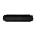 image of CACChina XHDS-RT313-K Hudson Matte Black China Platter, 12-1/4"W x 5"D x 7/8"H, Rectangular, 1 Dozen