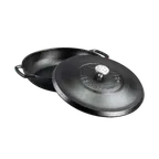 image of Lodge BL17BR Blacklock 4‑Qt Iron Skillet, Dual Handles, 13‑½" W x 14‑⅕" D x 5" H, Black