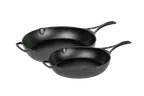 image of Lodge BL2SETA Blacklock Skillet Set 14-2/5" W x 16-3/5" D x 3" H Dual-Handle Triple-Seasoned 13-17"