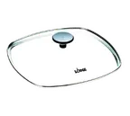 image of Lodge GLSQ10 Square Glass Lid, 10-5/8" Exterior, Dishwasher & Oven Safe 400°F, Silicone Knob