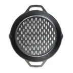 image of Lodge L10GPL 12" Round Cast Iron Grill Pan, Dual Handled, 2-1/4" High, Induction Ready, Made in USA