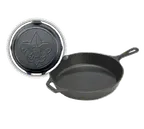 image of Lodge L10SK3BS Boy Scout Skillet, 12" Dia. 2-3/10" H, Cast Iron, Induction Ready, Fleur‑de‑Lis Handle