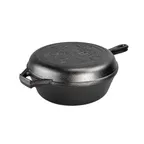 image of Lodge LCCWND 3.2‑Qt Cast Iron Skillet 10.5"×3" + Griddle Lid, Induction, Oven Safe, Made In USA