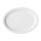 image of Winco BPO-13NR Oval Porcelain Platter, 13" L x 10-1/8" W x 1-1/8" H, White Narrow Rim - 1 Dozen