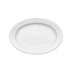 image of Winco BPO-16 Oval Porcelain Platter, 16" L x 10-7/8" W x 1-1/2" H, White Rolled Edge - 1 Dozen