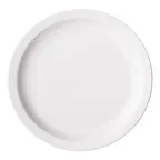 image of Winco BPR-105NR Birkhall Round Porcelain Plate, 10-1/2" Dia x 1-1/4" H, White Narrow Rim - 1 Dozen