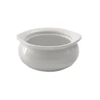 image of Winco OSC-12 Onion Soup Crock, 12 oz, 5" Diameter x 2-3/8" Height, Round White Porcelain - 1 Dozen
