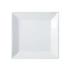 image of Winco RPS-925 Royalsquare Square Plate, 9-1/4" x 9-1/4" x 3/4" Porcelain White Dinnerware, 1 Dozen