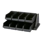 image of Cambro 8RS8110 Rack – 8 Black Plastic Bins, 25"L x 17"D x 9"H, Wall‑Mount 10 lb each Made in USA