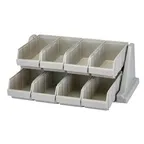 image of Cambro 8RS8480 Organizer Rack, 8 Gray Poly Bins, Wall‑Mount, 25"L x 17"D x 9"H, 10 lb Bin Capacity