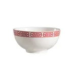 image of CAC China 105-64 Red Gate Rice Bowl, 7 Oz., 4" Dia. x 2" H, Porcelain, Red/Bone White - Dozen