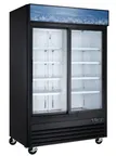 image of Drago America DR45MGSR 53" Merchandiser Refrigerator, 45 cu ft, Black, Sliding Glass Doors, 1/2 HP