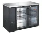image of Drago America DRBB48GH 12 Cu Ft, 48.9"W x 24.4"D x 35.6"H, Black Vinyl Steel Top Glass Door Reach-In