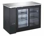 image of Drago America DRBB48GS – 12 cu ft Bar Cooler, 48.9"W x24.4"D x35.6"H, Black, Glass Doors PVC Shelves