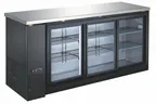 image of Drago America DRBB72GS - 20 Cu Ft Bar Cooler, 72.8"W×24.4"D×35.6"H, Black, 3‑Door Glass, R290
