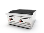 image of Drago America DRCBR24 24" Countertop Gas Charbroiler, (2) 35000 Btu Cast Iron Burners With One Standing Pilot Per Burner