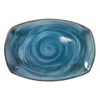image of GET PP1604727906 Platter - 13.75" L x 9.66" W Oval Porcelain Blue Corona Artisan