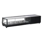 image of Omcan USA 48668 54" Black Sushi Display Case, 52L Capacity, 49‑54" Width, Flat Glass, Sliding Door