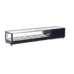image of Omcan USA 48669 Countertop Sushi Display Case, 60" Width, 62 L Capacity, Black Finish, LED Lighting
