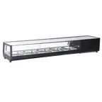 image of Omcan USA 48670 – 71" Black Sushi Display, 132 L Capacity, Glass Front Sliding Door, R290 Refrigerant