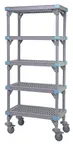 image of Quantum QPM186086VS-5 Millenia Mobile Shelving Unit, 60"W x 18"D x 86"H, 5 Open Grid Shelves, Gray, Rust-Proof, NSF