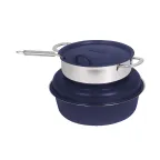 image of Spring USA 2385-467/6 Soup Tureen, 6 Qt, 13-3/4"×9-1/4" H 18/10 Sapphire/Chrome Cover Induction Ready