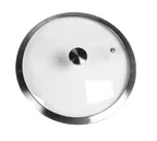 image of Spring USA 356-21/24M Motif Cover - 8"-10" Round Domed Glass Lid with Stainless Steel Rim for Gratin