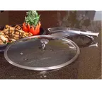 image of Spring USA 365-21/38M Motif Cover, Oval Roaster, 13"-15" Domed Tempered Glass, Stainless Steel Rim