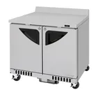 image of Turbo Air TWR-36SD-FB-N 36" 2-Section Worktop Refrigerator w/ 2 Doors, Front Breathing, 9 cu. ft.