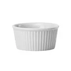image of Winco FRR-6 Ramekin, 6 oz., 3-1/2" Dia x 1-3/4" H, Round Fluted Porcelain, White - 1 Dozen