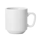 image of Winco MMC-10 Mangula 10-11 oz White Porcelain Mug, 3-1/4" Dia x 3-1/2" H, Stackable, 1 Dozen