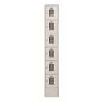 image of Winholt WL-66-15 6-Tier Floor Mounted Lockers, 12"W x 15"D x 78"H, Beige Finish, Mesh Grid Vented