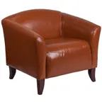 image of Flash Furniture 111-1-CG-GG Hercules Imperial Reception Chair, LeatherSoft Upholstery, Cherry Finish, Cognac