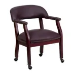 image of Flash Furniture B-Z100-LF19-LEA-GG Burgundy Leather Upholstered Conference Chair, 250 lb. Capacity, Brass Nailhead Trim