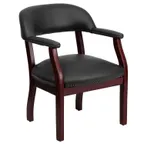image of Flash Furniture B-Z105-BLACK-GG Luxurious Conference Chair, 250 lb, Black Vinyl Upholstery, Brass Nailhead Trim, Mahogany Frame