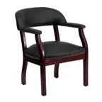 image of Flash Furniture B-Z105-LF-0005-BK-LEA-GG Black Leather Upholstered Conference Chair, 250 lb Capacity, Solid Hardwood Mahogany Frame